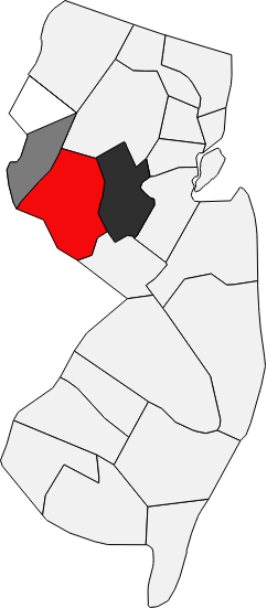 Map of the HS Dumpsters dumpster rental service area — Hunterdon, Somerset and southern Warren County, New Jersey